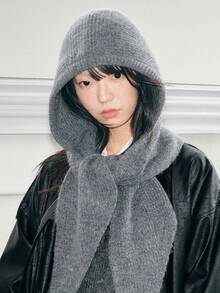 1pc Women's Wool Hooded Scarf, Large Shawl Balaclava Hat, Knitted Scarf Cowl Neck Warmer, Suitable For Daily Wear In Winter Vacation Outfits - Multicolor - View 10