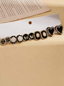 5对水钻蝴蝶、花朵、爱心、几何图案耳钉套装，复古优雅风格，适合女性日常及节日佩戴。 - 彩色 - 查看 3