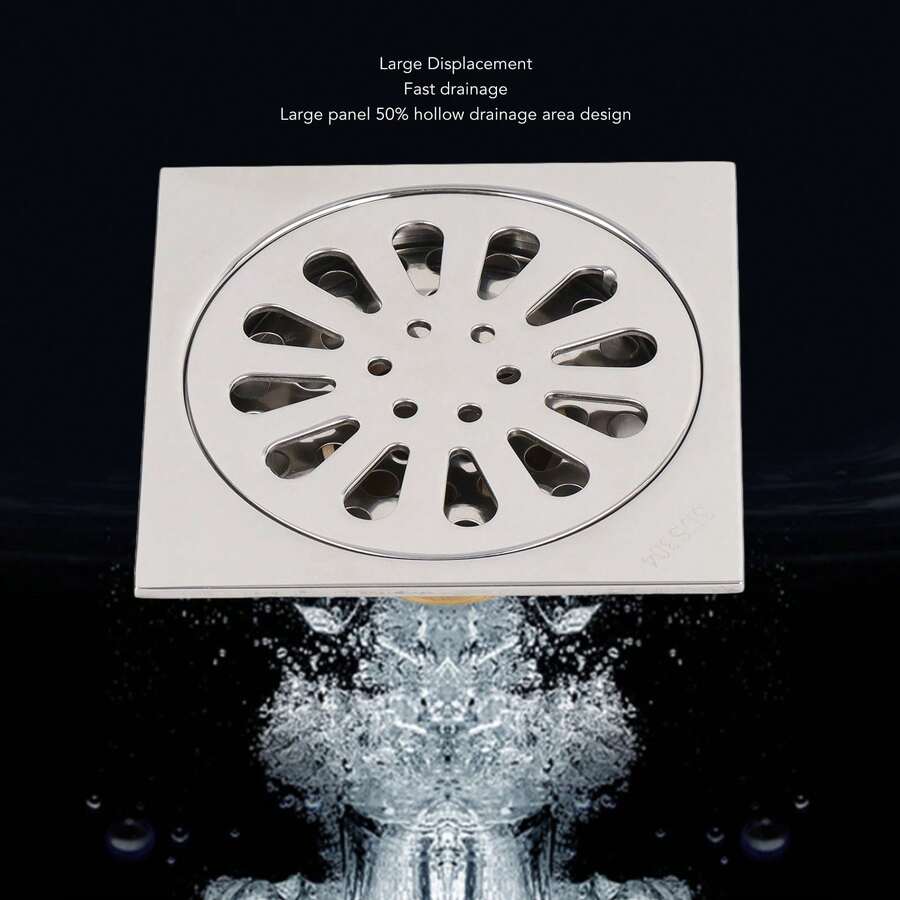 Galvanized Copper And Stainless Steel Bathroom Drain: Insect Prevention, Fast Drainage, Ideal For Washing Machines. - Silver - View 1