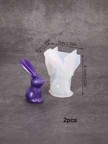 1/2 piezas Herramientas de repostería de Pascua DIY, molde de silicona en forma de conejo 3D acuclillado para chocolate, molde para pasteles y pudines, apto para molde de silicona de resina cristalina - Blanco - Ver 9