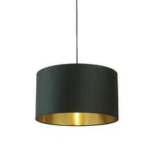 GREEN VELVET DRUM SHADE & GOLD INNER (D50cm) - Green - View 3