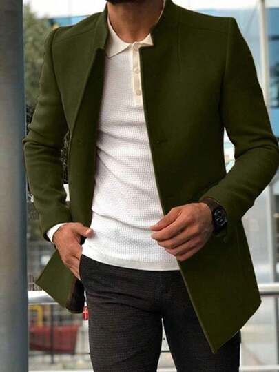 Nueva Chaqueta Hombre Otoño | Lana Lisa Slim | Estilo Casual Formal | Jóvenes Moda | Versátil Elegante