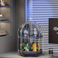 旋转透明化妆品收纳盒，多层桌面展示盒，适用于摆件、珠宝、娃娃等，防尘收纳