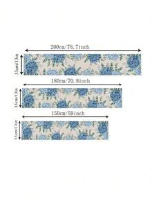 Taplak Meja Linen Motif Hydrangea Biru dan Eucalyptus yang Dapat Digunakan Kembali, Dekorasi Pesta Liburan untuk Gaya Rumah Pertanian, Dapur, Ruang Makan, Pernikahan - MultiWarna - View 2