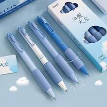 4 Pcs Gel Ink Pens Retractable Pens Cute Pen 0.5mm Ballpoint Pen Office School Supplies For Girls Boys Women Men Blue - 藍色 - 查看 5