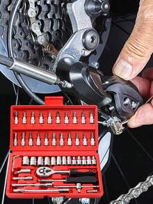 46 Piezas de 1/4" con Juego de Llaves de Vaso de Broca Métricas y Extensiones Portátil,Juego de Llaves de Carraca, Juego de Llaves de Vaso de ,juego de herramientas mecánicas de reparación de automóviles para el hogar,With Storage Box - 2 piezas - Ver 12