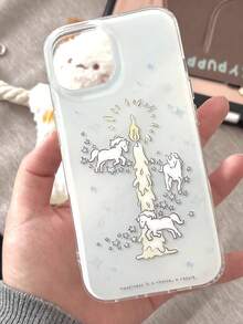 A Candle Pony Following Stars, Lovely Advanced Sense Of Fashion And Personalized Drop Protection Shell, Is Compatible With Iphone17 / Iphone17promax Iphone16 Pro Max/Iphone15 Pro/Iphone14 Iphone13/12/11, It's Suitable As A Christmas Gift For Family Members/Friends/Sisters/Girlfriends - Baby Blue - View 3