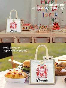 1pc Customizable Tote Bag, Personalized Present Bag, Personalized Bridesmaid Gift Bag,Lightweight Large Capacity Casual Fashionable Suitable, Suitable For Wedding, Birthday, Beach, Holiday, School Bag, Is A Great Gift For Women, Mom, Teachers, Friends, Bridesmaids, Student, Large Bag Clutch Bag/Handbag, Shoulder Tote Bag - Multicolor - View 4