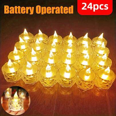 3/12/24pcs Indoor Decorative Crystal Diamond Shaped LED Electronic Candle Lights, Battery Powered Flameless Candle Lights, LED Decorative Tea Candle Lights (Batteries Included), Suitable For Wedding, Dining Table, Holiday Decoration, Valentine's Day Party Decoration