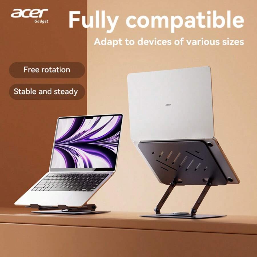 Acer 【宏碁官方正品】AMS021 笔记本/平板二合一桌面支架，符合人体工学设计，硅胶防滑可折叠便携，高度可调，碳钢结构高效散热底座，适用于最大 18 英寸的笔记本电脑和平板电脑 - 灰色 - 查看 1