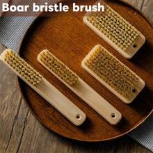 长柄猪鬃清洁刷，带挂孔，洗衣刷，防霉实木鞋刷，软毛擦洗板 - 彩色 - 查看 2