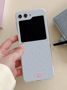 时尚糖果色波点手机壳，适用于三星 Galaxy Z Flip7、Z Flip 6、Z Flip 5、Z Flip 4、3、5G，女孩礼物，防震后盖 - 藍色 - 查看 3