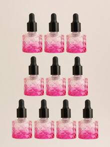 2 piezas/3 piezas/5 piezas/10 piezas/20 piezas Botellas de vidrio con cuentagotas recargables de 10ml para aceites esenciales y perfumes con diseño de piña redonda, mini viales transparentes rosas portátiles para muestras - Multicolor - Ver 24