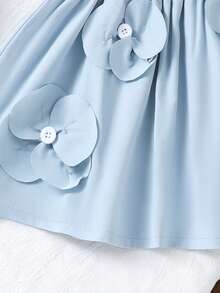 1pc Baby Girl Cute Flutter Sleeve Dress, Thin Summer Style - Baby Blue - View 5