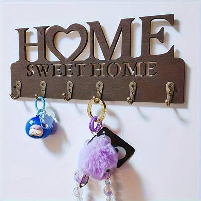 Wooden Key Holder Rack, Wall Mounted Entryway Decor Key Organizer