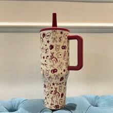 HYDRO,40OZ, Leopard Print,Blair, Black Tie, Red Cowhide, Pink And White Plaid, Coffee Plaid, Cherries, Black And White Plaid, Western Cowboy,, Stainless Steel Insulated Mug, Suitable As A Holiday Gift, Water Bottle For Outdoor Sports, Travel And Camping. This Stainless Steel Insulated Water Bottle Has Leak Proof Function And Is An Ideal Beverage Kettle Container For Family Travel And Camping. It Comes With A Lid And Straw, And Is Available In Multiple Colors. It Is Suitable For Outdoor Camping, Hiking, Driving, Portable Use, And Is Also A Great Gift For Christmas. Large Capacity, Graduation Gifts, Teacher Gifts, Valentine's Day Gifts, Birthday Gifts, Thanksgiving Gifts, Christmas Gifts, Halloween Gifts, Party Supplies, Etc. It Is Very Suitable For Various Beverages, Including Ice Water, Iced Tea Or Coffee, Iced Drinks And Hot Drinks. - 紅牛子 - 查看 1