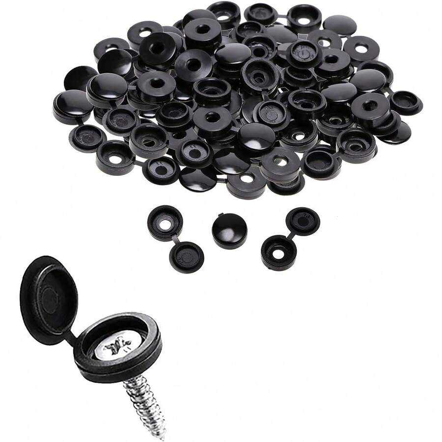 Tapa de tornillo con bisagra Tapas roscadas Tapas de tornillo plegables de plástico Tapas roscadas para arandelas Tapones de orificio de montaje a ras - A - Ver 1