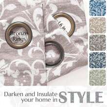 Jinchan Blackout Curtains For Bedroom, Taupe Grey Scroll Floral Patterned Curtains 108 Inch Length For Living Room, Vintage Art Deco Drapes, Thermal Insulated Window Curtains Grommet 2 Panels - ColorC - 查看 6