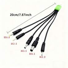 5合1圆头USB转DC充电线，5V通用，适用于DC2.0/DC2.5/DC3.5/DC4.0/DC5.5圆头设备电源适配器 - 彩色 - 查看 8