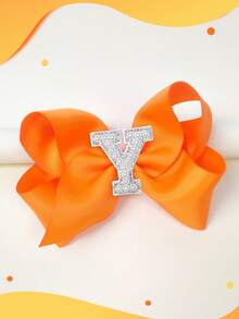 1pc 5 Inch 26 Letters A-Z Pearl Letters Personalized Back To School Ponytail Girl Hair Bow Teenagers Girl Hair Bows With Clips For Festivals Party School Girls Graduation Season Hairgrips For First Day Of School Classroom Girls Students,Teenagers Hair Accessories - 橘色 - 查看 34
