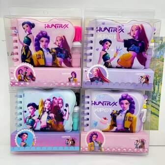 Mattel Witch Hunting Cartoon Stress Relief Notebook, Student Memo Pad With Highlighter Pens, Stationery Gift Set