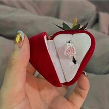 1pc/2pcs Creative Strawberry Jewelry Box, Strawberry Shaped Jewelry Box With Velvet Lining - Soft Oval Ring And Earring Storage Box, Snap Closure, Suitable For Wedding, Valentine's Day And Mother's Day Gifts - Cute Jewelry Box For Women, Playful Design, Romantic Gift, Decorated With Bow Detail - Red - View 4