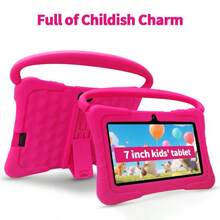 Qetupa Tableta para niños de 7 pulgadas, 64GB ROM, 4GB RAM, Android 13, apta para niños de 3 a 14 años, WiFi 2.4G, GSM, modo de protección ocular, características educativas, control parental, incluye funda protectora de silicona - Rosa - Ver 4