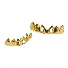 1 Set Unique 6-Tooth Upper & Lower Hollow Tooth Grillz, Unisex Nightclub Party Tooth Jewelry Accessories - Multicolor - View 4