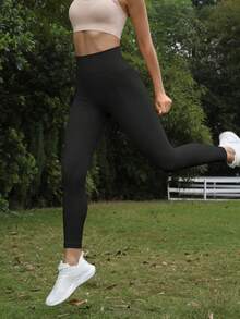 Women's Athletic Compression Leggings Yoga Pants For Hiking Trekking Gym High Waist Stretchy Comfortable Breathable Workout Running Tights - 黑色 - 查看 4
