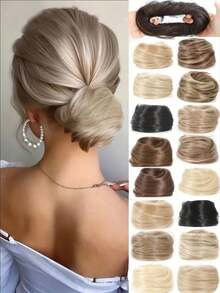 3-Inch Synthetic Hair Bun With Elastic Hair Tie, Hair Extension Clip-On Ponytail For Women