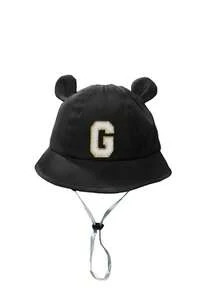 1pc A-Z Letter Print Sun Hat, Unisex Kids, Wide Brim Outdoor Sun Protection Cap With Chin Strap - Black - View 8