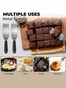 Meoky Stainless Steel Mini Spatula, Mini Spatula For Kitchen, Cooking Metal Spatula With Heat-Resistant Handle, Suitable For Pizza, Pancakes, Lasagna, Brownies, Cakes And Cookies - Silver - View 4