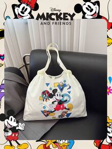 Disney 1 pièce Sac de courses pour enfants avec motif officiel autorisé de Mickey Mouse, sac fourre-tout pliable grande capacité, sac à bonbons, sac à déjeuner, sac à collation, sac à bandoulière à cordon, sac à main léger, officiel et autorisé - vérifiable, convient aux enfants/garçons/filles pour un usage quotidien/les courses - Multicolore - Voir 7