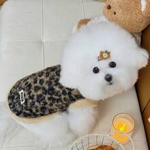 1pc Leopard Print Pet Clothes, Warm Pet Apparel For Small Cats And Dogs, Autumn/Winter - Multicolor - View 4