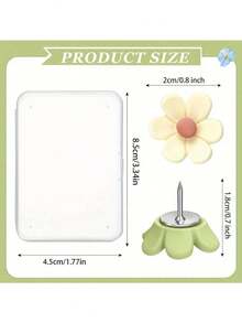 30枚/盒，多色，方便实用图钉，文具小工具，花形图钉，适用于软木板，棕色和绿色，装饰图钉，可用于照片墙、特色墙、地图、公告板、办公室或家居装饰 - 彩色 - 查看 4