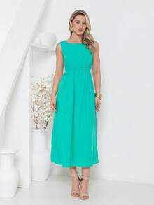 Cotton Dress, Comfortable And Simple. - màu xanh lá - Xem 1