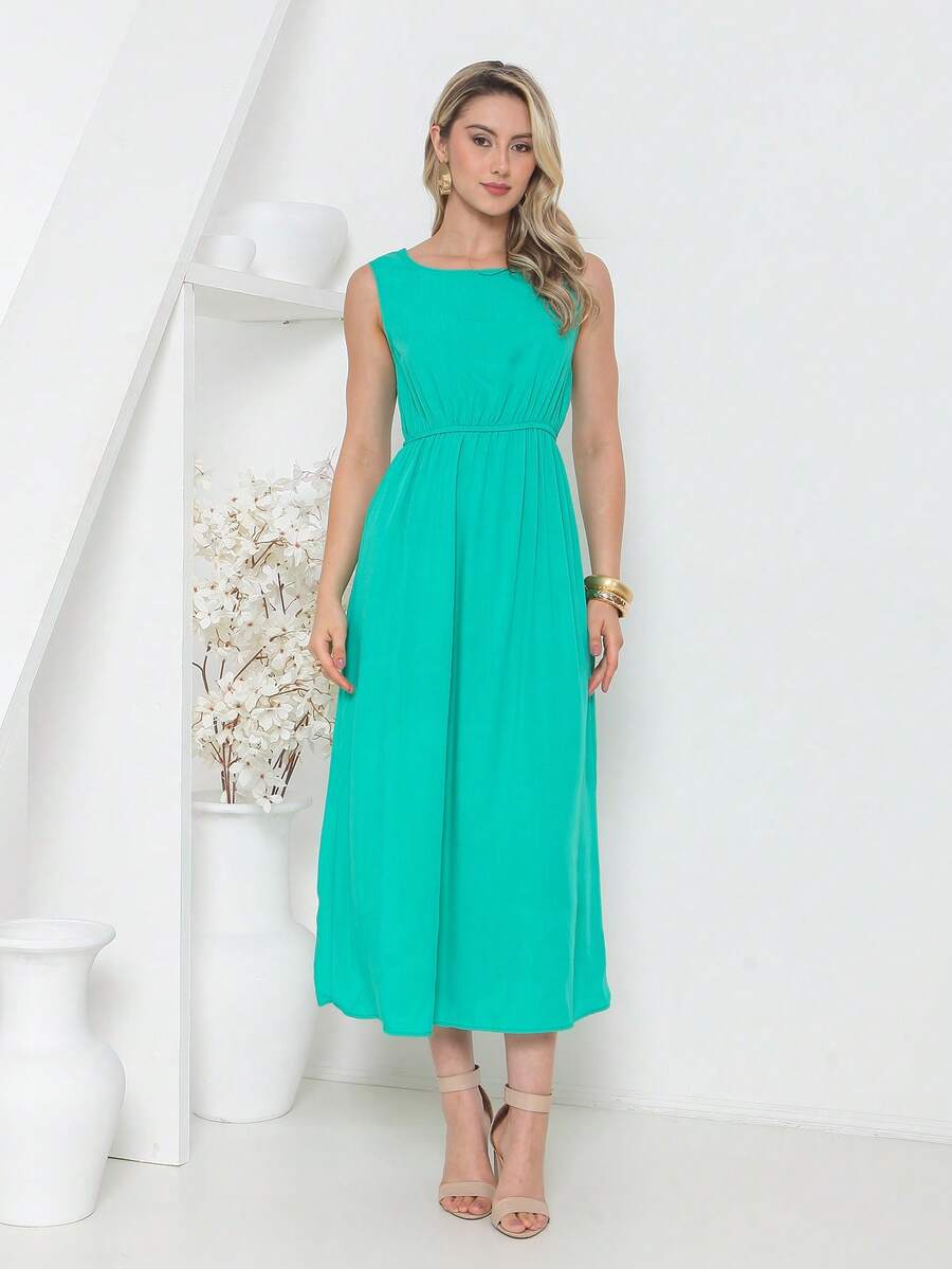 Cotton Dress, Comfortable And Simple. - màu xanh lá - Xem 1