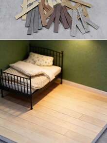 10pcs Mini Size Realistic Wood Grain Herringbone PVC Imitation Wood Flooring Model, Vintage Home Decor Natural Wood Color Herringbone Tile High Precision Detailed Texture DIY Dollhouse Accessories Miniature PVC Flooring Model Handmade Micro Landscape Scene Building Home DIY Decoration Imitation Wood Flooring Model - Multicolor - View 4