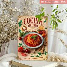 [2D Flat] 1pc Vintage Italian Cuisine Metal Sign, 8x12 Inch - Authentic Pasta & Tomato Sauce Design, Rustic Decor For Kitchen, Restaurant, Or Dining Room - Perfect Gift For Italian Food Lovers, Kitchen Wall Decor| Vintage Metal Sign| Durable Iron, Italian Kitchen Decor, Perfect For Room Decor - White - View 7