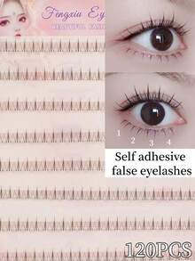 120片免胶迷你火焰假睫毛，易于佩戴，节省化妆时间，韩式C型卷翘，长度5-6毫米，适合角色扮演、动漫，自然魅惑火焰睫毛，自粘式假睫毛 - C - 查看 3
