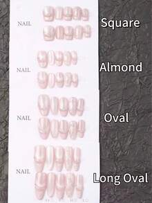 10pcs Rhombus French Pearl Pink Cat Eye Bow Handmade Acrylic Press-On Nails, Shiny Rhinestone Decor Short Coffin/Long Oval French Fake Nails For Spring/Summer, Full Coverage Nail Tips With Jelly Gel And Nail File, DIY Manicure Supplies Handmade Press On Nails - Pink - View 4