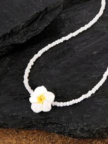 Opalesca 1pc Boho Style Adjustable Polymer Clay Flower Woven Necklace For Women