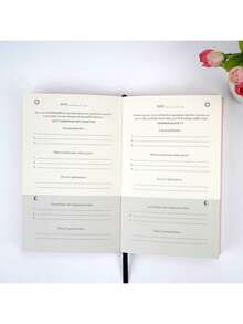 1pc A5 Size Linen Cover English Version Self-Care, Gratitude & Reflection Daily Journal Notebook - White - View 6