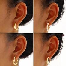 Euuztu 68 Pcs Gold Jewelry Set Women With Necklace, 17 Bracelet, 5 Hoop Earrings, 15 Stud Earrings, 24 Knuckle Rings Women Jewelry Set Women - 黃金首飾 - 查看 5