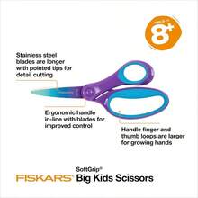 Softgrip 6 Inch Big Scissors Ages 8 - 11, Scissors School Or Crafting, Turquoise - Purple Ombre - Ombre - View 4
