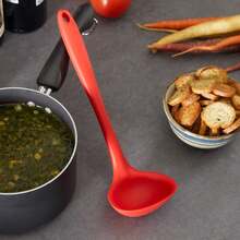 1/2 Pieces Red Silicone Cooking Ladle, 11.42-Inch Heat-Resistant Soup Spoon For Serving And Cooking - Red - View 1