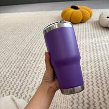 30 Oz Insulated Mug/Cool Cup - Large Capacity, Dual-Purpose, Non-Slip, Leak-Proof, A Must-Have For Campers, Suitable For Use In The Car Or Office. - 紫色 - 查看 1