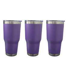 30 Oz Insulated Mug/Cool Cup - Large Capacity, Dual-Purpose, Non-Slip, Leak-Proof, A Must-Have For Campers, Suitable For Use In The Car Or Office. - 紫色 - 查看 3