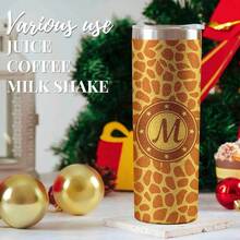 Giraffe Gifts With Initial, 20oz Insulated Stainless Steel Tumblers With Lids And Straws, Perfect Gifts For Giraffe Lovers, Girls, Women For Christmas & Birthday - R - View 12