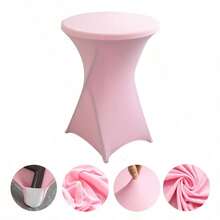 Spandex Cocktail Party Round Table Cover, Solid Color Elastic Polyester Tablecloth, Washable And Machine Washable, Wrinkle Resistant Elastic Table Skirt, Suitable For Wedding, Banquet And Party Decoration, With Multiple Solid Colors To Choose From - Multicolor - View 16